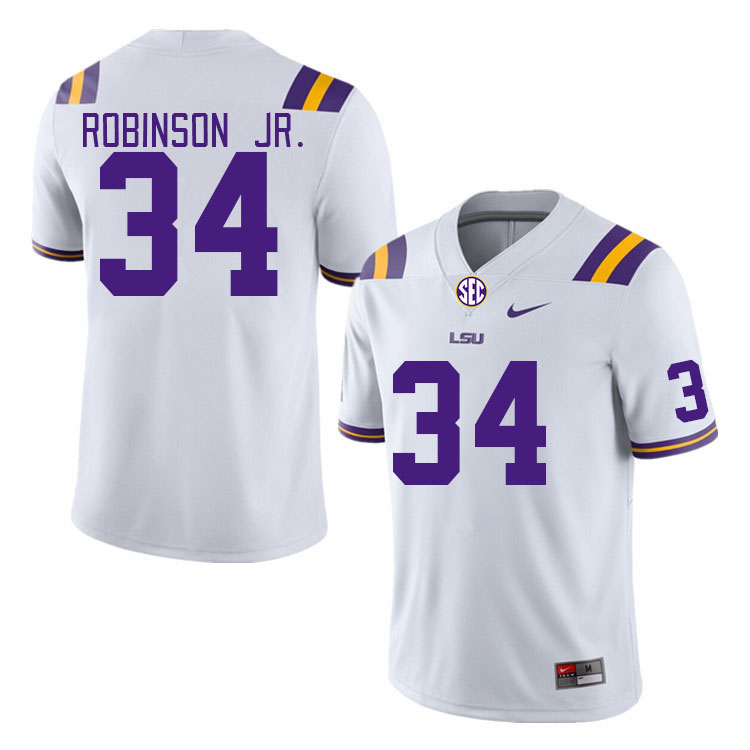 Men #34 Ryan Robinson Jr. LSU Tigers College Football Jerseys Stitched-White
